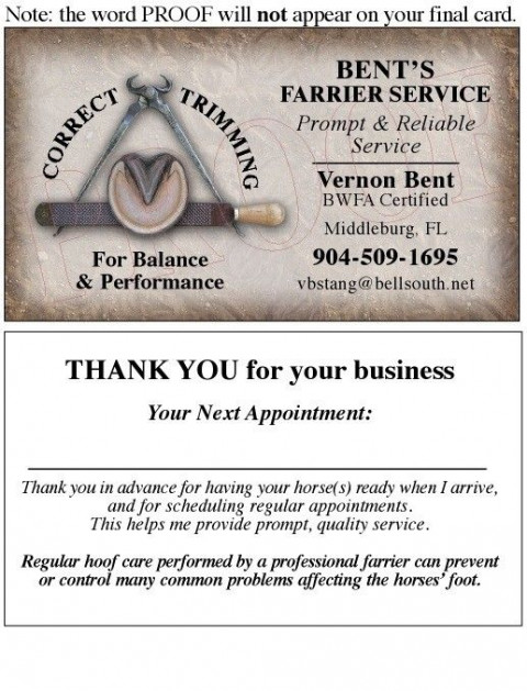 Visit Bent's Farrier Service (Vernon Bent)