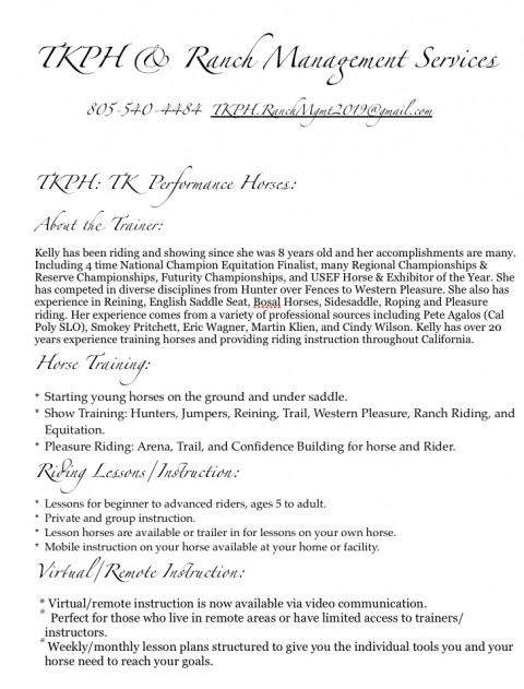 Visit TK Performance Horses & Ranch Management Services