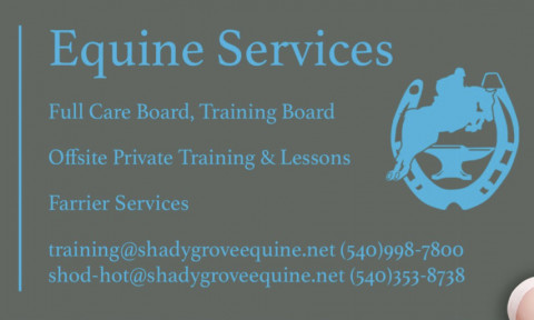 Visit Shady Grove Stable~Training Board