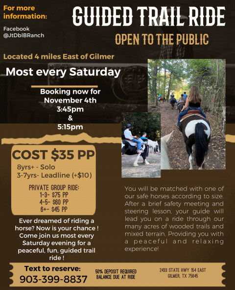 Visit Gilmer Horse Riding at JT Double B Ranch